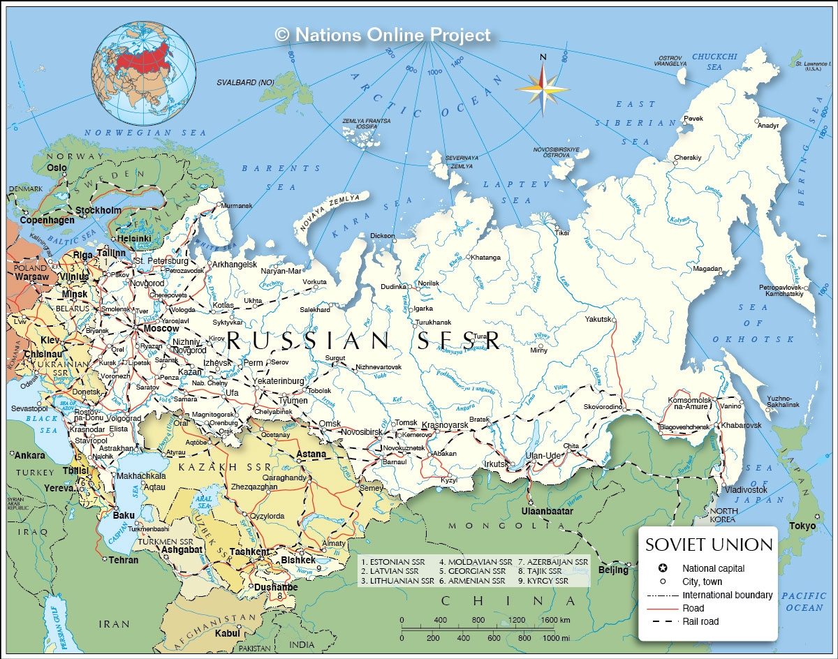 Map of the United Soviet Socialist Republics (USSR)